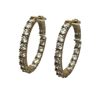 Kleo gold over sterling silver inside out CZ tennis hoop earrings